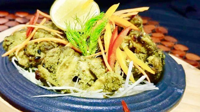 Pesto chicken tikka with Singapore seasoning